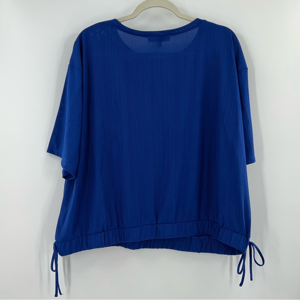 Eloquii Blue Striped Blouson Side Tie Top size 14/16 - Picture 4 of 7